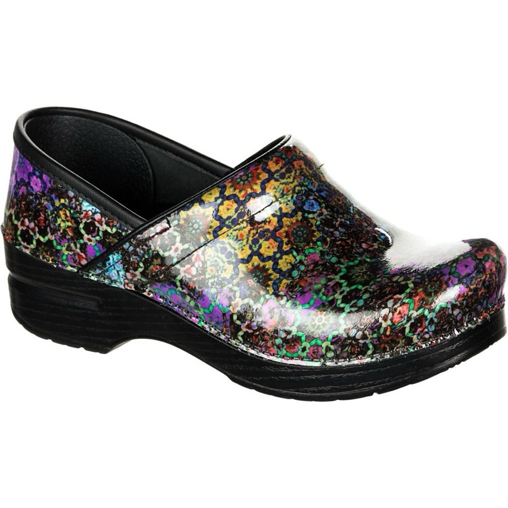 Women's Dansko Clogs Professional Multi Mosaics Print Size 39 / 9 Patent Leather